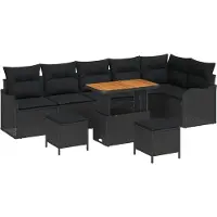 vidaXL Gartensofa-set 9 stk. Schwarz Poly-Rattan