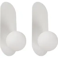Beliani Wandleuchte 2er Set Weiß Metall Oval 1-Flammig mit Milchglas-Kugel Retro-Design Wandlampe für Innenbereich Schlafzimmer Wohnzimmer Esszimmer