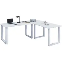 VCM Holz Schreibtisch | Eckschreibtisch schlicht | 220x220 | L Form links oder rechts | Arbeitstisch Platte 80 cm tief | Computertisch Büromöbel - Lona U