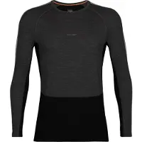 Icebreaker - Funktionsunterwäsche aus Merinowolle - M ZoneKnit 200 LS Crewe Jet Hthr/Black/Metro Hthr/Cb für Herren aus Wolle - Größe L - Grau
