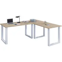 VCM Holz Schreibtisch | Eckschreibtisch schlicht | 160x130 | L Form links oder rechts | Arbeitstisch Platte 50 cm tief | Computertisch Büromöbel - Lona U