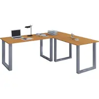 VCM Holz Schreibtisch | Eckschreibtisch schlicht | 130x130 | L Form links oder rechts | Arbeitstisch Platte 50 cm tief | Computertisch Büromöbel - Lona U