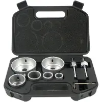 GEKO Präzisions-Wolframkarbid-Lochsägen-Set 6-teilig, Durchmesser 22-73mm, ideal für Gipskarton und Fliesen, inklusive Halter und Schraubenschlüssel