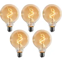 LUEDD 5er-Set E27 Dimmbare LED-Glühbirne Spiralfilament G95 Gold 4W 270 lm 2100K