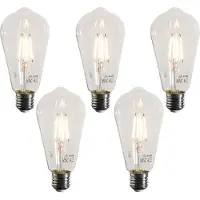 LUEDD 5er-Set E27 LED-Filament-Glühbirnen ST64 Klar 4W 470 lm 2700K