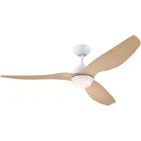 WESTINGHOUSE LED-Deckenventilator 7316140, DC, leise, 132 cm, dimmbar, Holz hell, für Wohn- / Esszimmer, Kunststoff, Modern