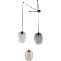 Licht-Erlebnisse Pendelleuchte Metall Rauchglas B: 400 cm H: max. 210 cm Schwarz Graphit Braun E27 3-flammig Modern