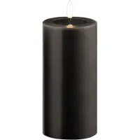 Novaliv Grosse LED Stumpenkerze mit Timer grau 7,5cm ø 15cm Höhe - 2 AA Batterien nötig LED Echtwachskerze