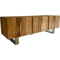 Wohnling Lowboard Akazie Massivholz 160x56x46 cm TV-Kommode mit drei Türen TV-Schrank Hoch Fernsehtisch Fernsehschrank Modern Fernsehkommode