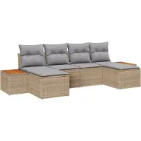 vidaXL Gartensofa-set 6 stk. Beige Poly-Rattan