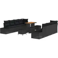 vidaXL Gartensofa-set mit Kissen Schwarz 90 x 55 x 71 cm Poly Rattan