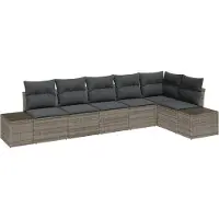 vidaXL Gartensofa-set 6 Stk. Grau Poly-Rattan