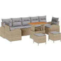 vidaXL Garten-Sofa-Set 10 Stk. 9-Sitzanzahl Beige