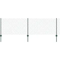 vidaXL Maschendrahtzaun mit Pfosten 25 x 0,8 m Verzinkter Stahl Grün