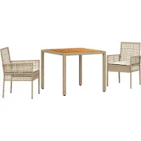 vidaXL Garten Essgruppe 3 stk. Beige Poly-Rattan