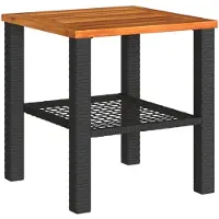 vidaXL Gartentisch Schwarz 40x40x42 cm Poly Rattan Akazienholz