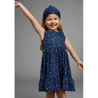 Kidsworld Jerseykleid "2tlg. Shirtkleid + Haarband im niedlichen Sternen-Allover" Set, 2, 2 Stk. tlg. festliche Anlässe, knielang, verspielter Stil, aus Baumwolle