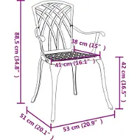 vidaXL Gartenstuhl 2 Stk. Bronze Aluminium