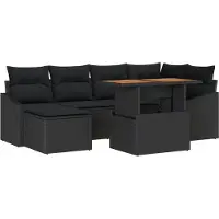 vidaXL Gartensofa-set 7 Stk. Schwarz und Braun