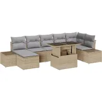 vidaXL Gartensofa-set 8 Stk. Beige und Hellgrau Poly-Rattan