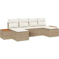 vidaXL Gartensofa-set 6 stk. Beige Poly-Rattan