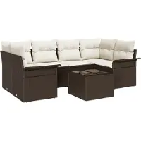 vidaXL Gartensofa-set 7 stk. Braun Poly-Rattan