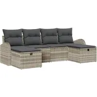 vidaXL Sofa Set 6 stk. Hellgrau Poly-Rattan
