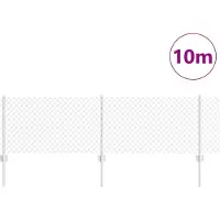 vidaXL Maschendrahtzaun mit Pfosten 10 x 0,6 m Verzinkter Stahl Silber