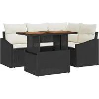vidaXL Garten-Sofa-Set 5 stk. Schwarz Poly Rattan