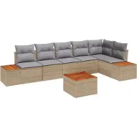 vidaXL Gartensofa-set 7 stk. Beige Poly Rattan