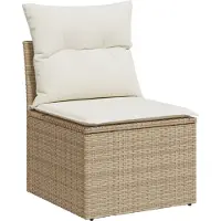vidaXL Gartensofa-set 7 stk. Beige Poly-Rattan