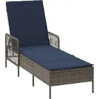 vidaXL Sonnenliege Poly-Rattan Grau und Marineblau