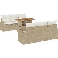 vidaXL Garten-Sofa-Set mit Kissen 7 pcs Beige und Creme