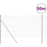 vidaXL Bodenmontierter Sechseckzaun 50 x 1,4 m Verzinkter Stahl Silber