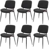 Mendler 6er-Set Esszimmerstuhl MCW-O44, Küchenstuhl Stuhl, Bugholz Stoff (370g/m²) MVG Walnuss-Optik, dunkelgrau