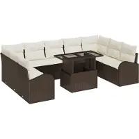 vidaXL Gartensofa-set 10 stk. Braun Poly Rattan