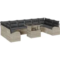 vidaXL Gartensofa-set 11 Stk. Hellgrau Poly Rattan
