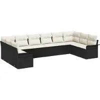 vidaXL Gartensofa-set 10 stk. Schwarz Poly-Rattan