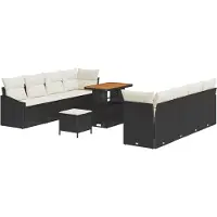 vidaXL Garten-Sofa-Set 11 stk. 10-Sitzanzahl Schwarz und Creme