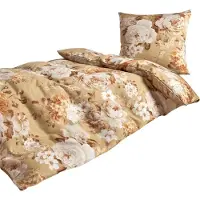 TRAUMSCHLAF Mako-Satin Bettwäsche Rosi beige 135x200 cm + 80x80 cm