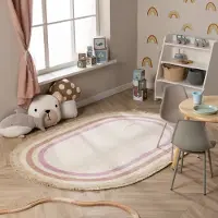 Little Olly Waschbarer Kinderteppich Oval - Milo Rosa 80x120 cm