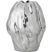 Bloomingville Bobby Vase, Steingut, silber, Höhe 29 cm - , Bobby, Metallisch, für Wohnzimmer, Keramik
