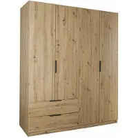Die Möbelfundgrube Kleiderschrank mit Schubladen 4-türig Eiche 162 cm - ESPRESSO