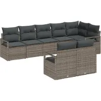 vidaXL Gartensofa-set 8 Stk. Grau Poly-Rattan