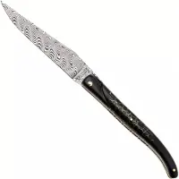 Laguiole En Aubrac Ebony, Onyx Gold Inlay, Handcarved Gold Brass Plates, Balbach Damascus, Taschenmesser, 12 cm