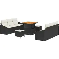 vidaXL Garten-Sofa-Set 9 stk. 8-Sitzanzahl Schwarz und Creme