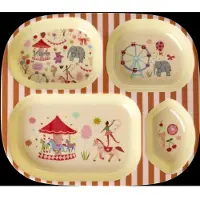 Rice - Melamine Kids 4 Room Plate with Fun Fair Print - Pink