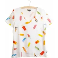Snurk T-Shirt V-Neck Popsicles Damen Weiß-S