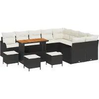 vidaXL Garten-Sofa-Set mit Kissen 13 pcs Schwarz und Creme