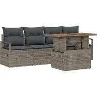 vidaXL Garten-Sofa-Set 5 Stk. 4-Sitzanzahl Grau